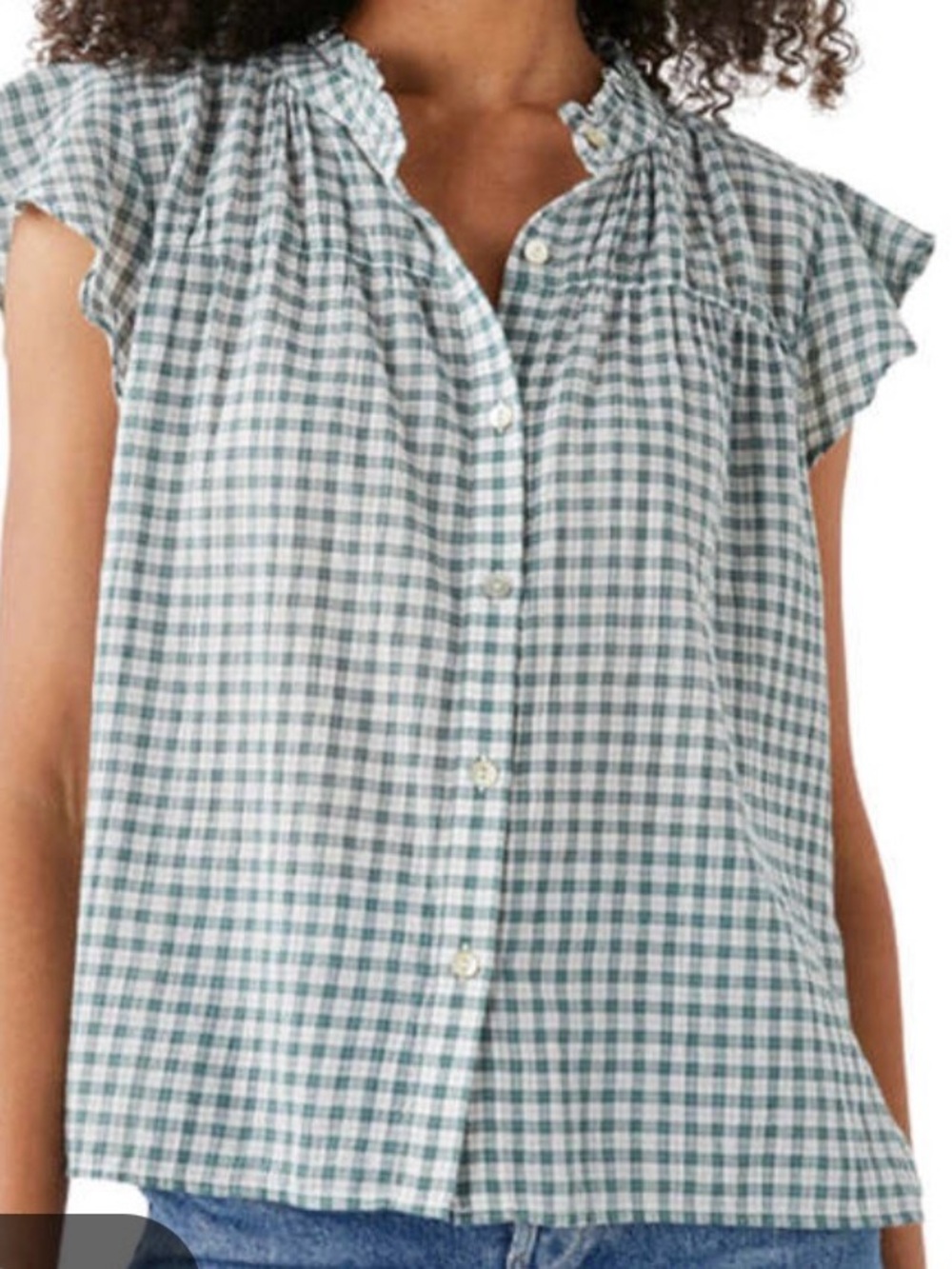 Rails Ruthie Shirt - Green and White Plaid Button-Front Blouse